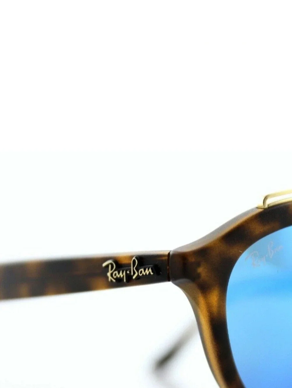 Ray-Ban Tortoiseshell Frame Sunglasses with Blue Lenses